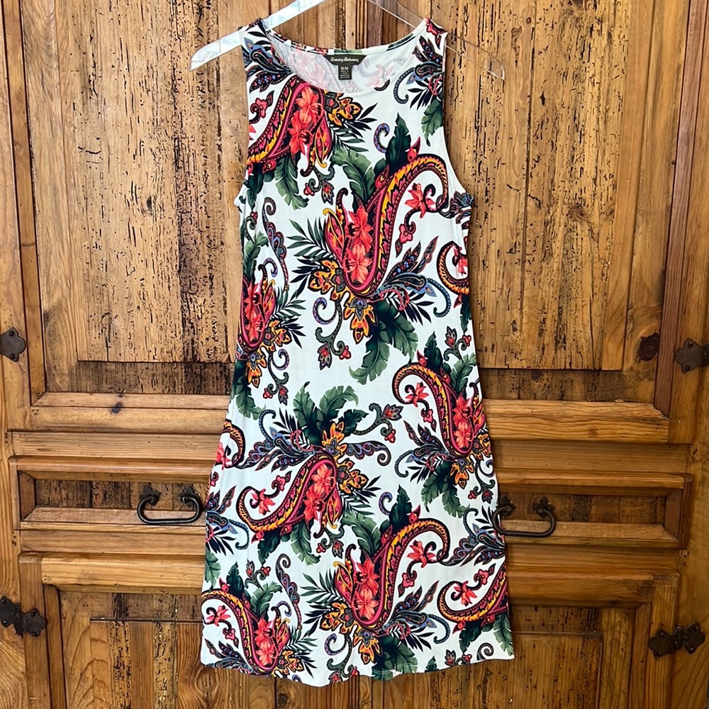 Tommy Bahama Floral Paisley Tropical Beach Cruise Sleeveless Dress Med